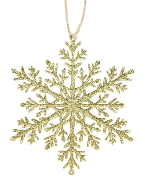 110MM ECO-WOODFIBRE SNOW FLAKE, GOLD BIOGLITTER