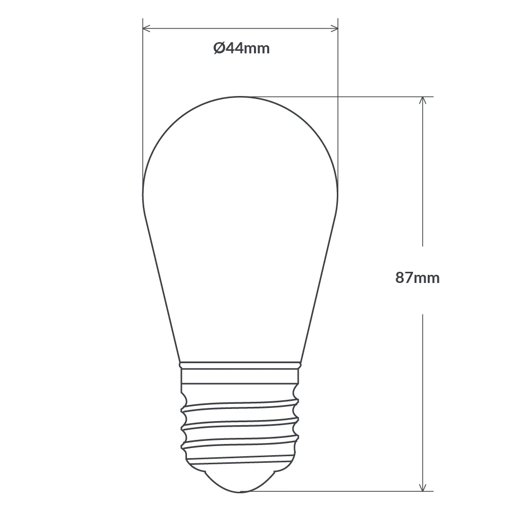 1W 3 Volt S14 LED Light Bulb E27 Clear in Warm White