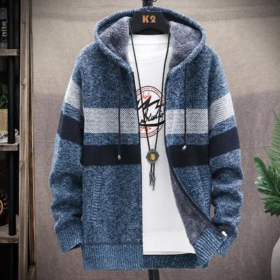 2022 Winter Men'S High Quality Knitted Thicken Mens Coats Hood Male Sweater Casual Keep Warm Male Ca