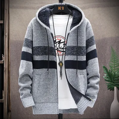 2022 Winter Men'S High Quality Knitted Thicken Mens Coats Hood Male Sweater Casual Keep Warm Male Ca