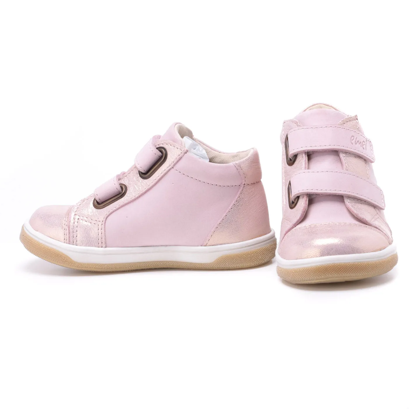 (2675) Emel shoes velcro trainers shiny pink