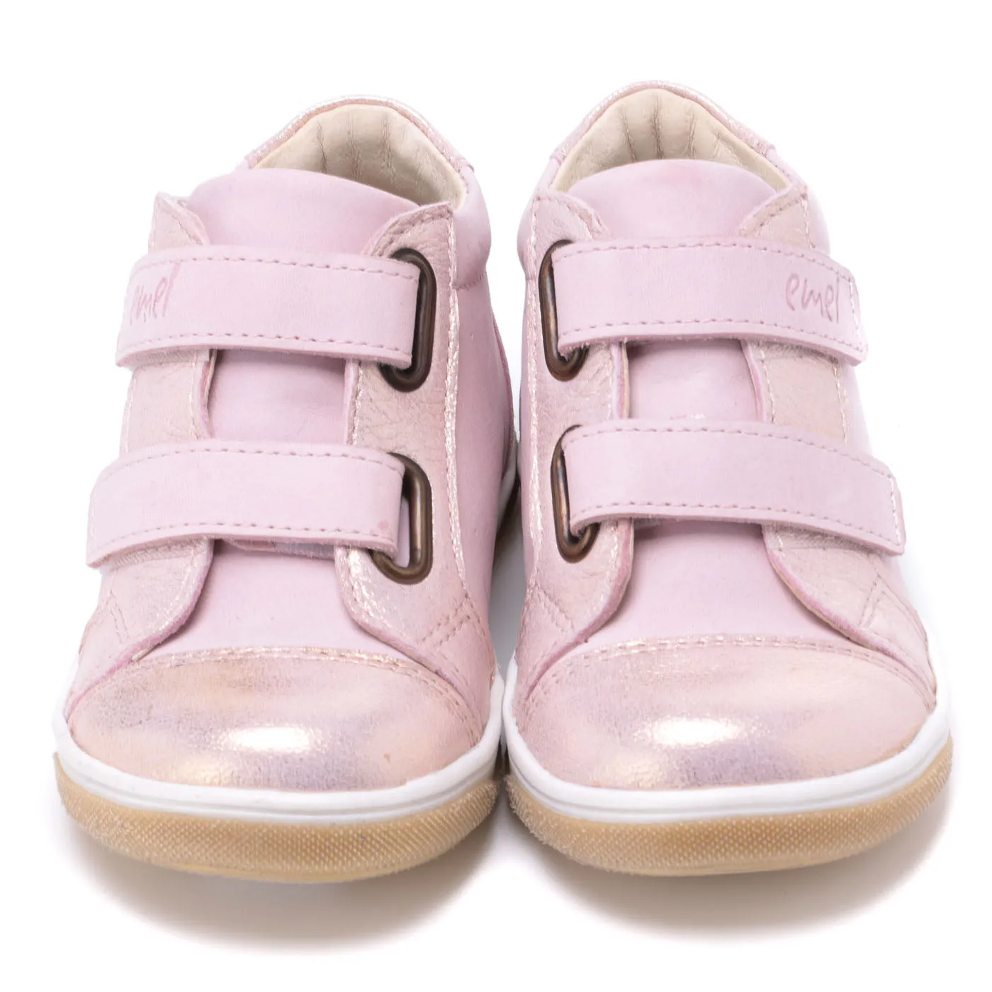 (2675) Emel shoes velcro trainers shiny pink