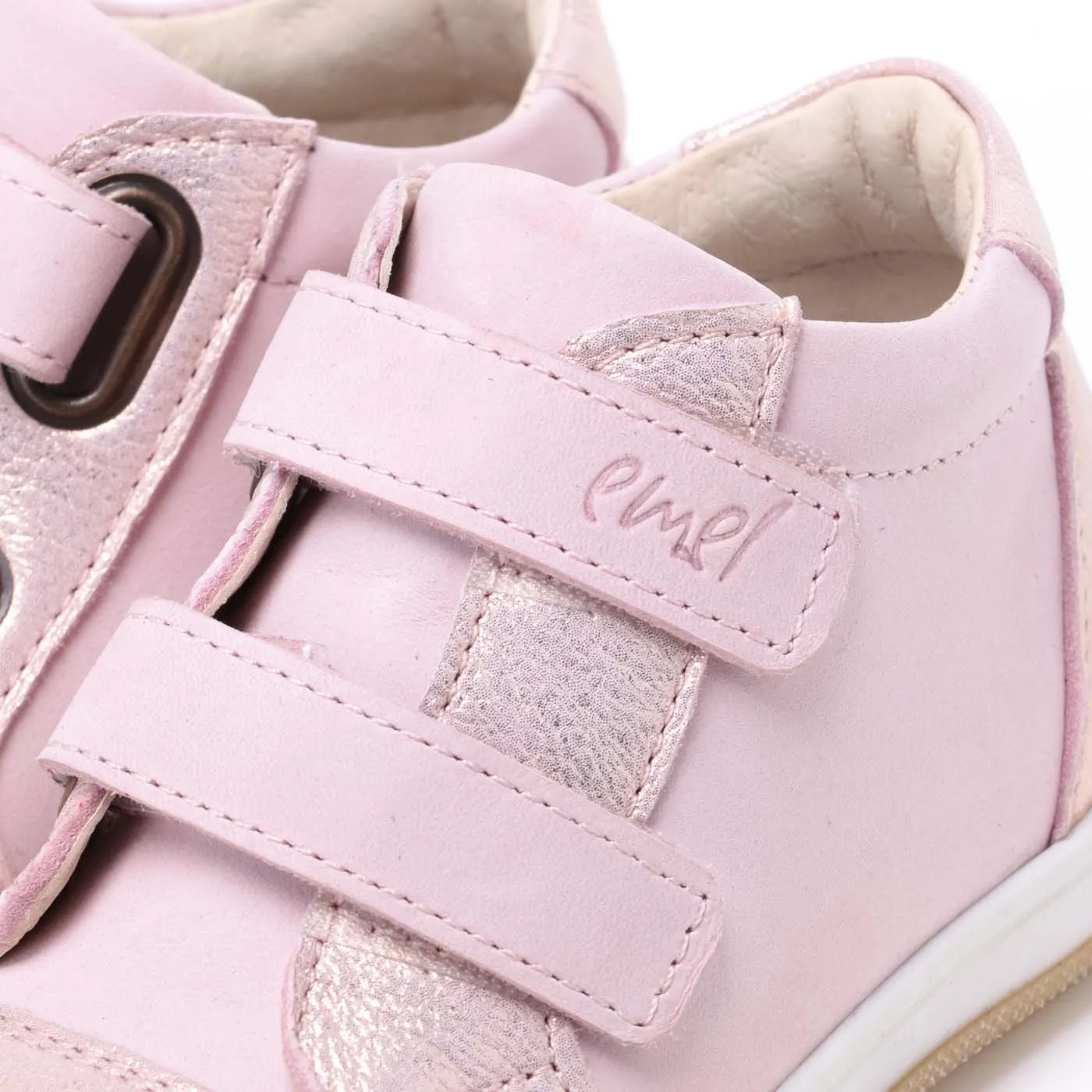 (2675) Emel shoes velcro trainers shiny pink