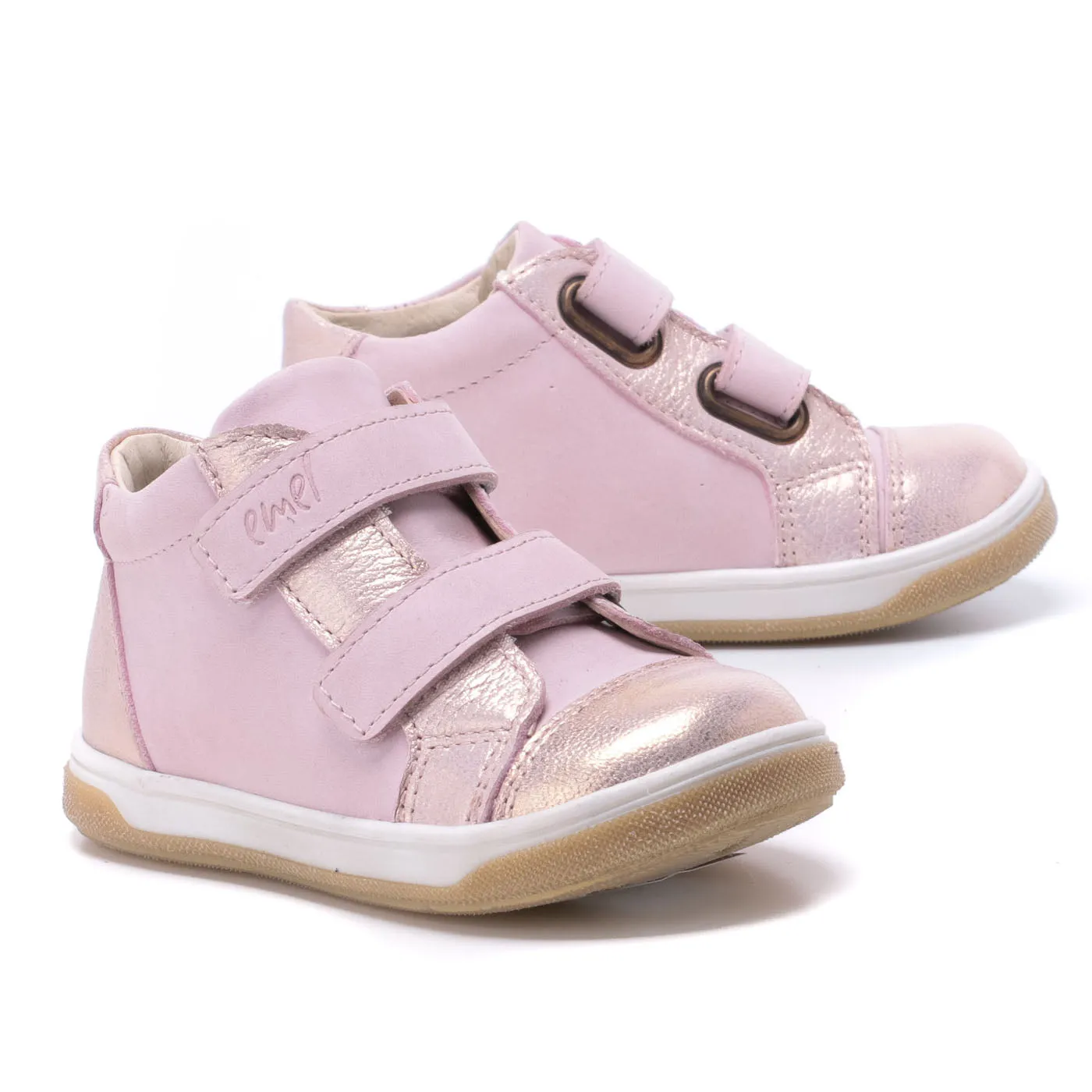 (2675) Emel shoes velcro trainers shiny pink