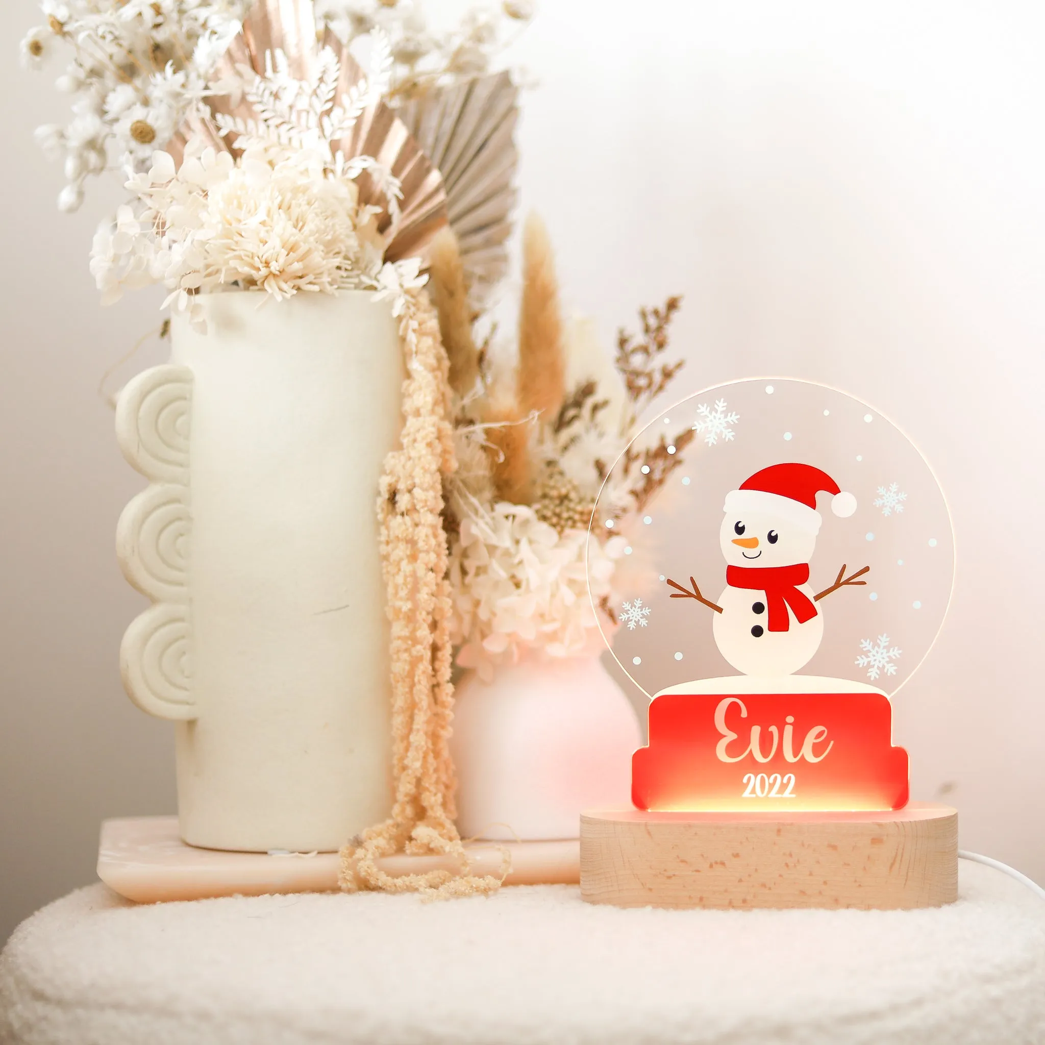 Acrylic Night Light - Snow Globe - Snowman