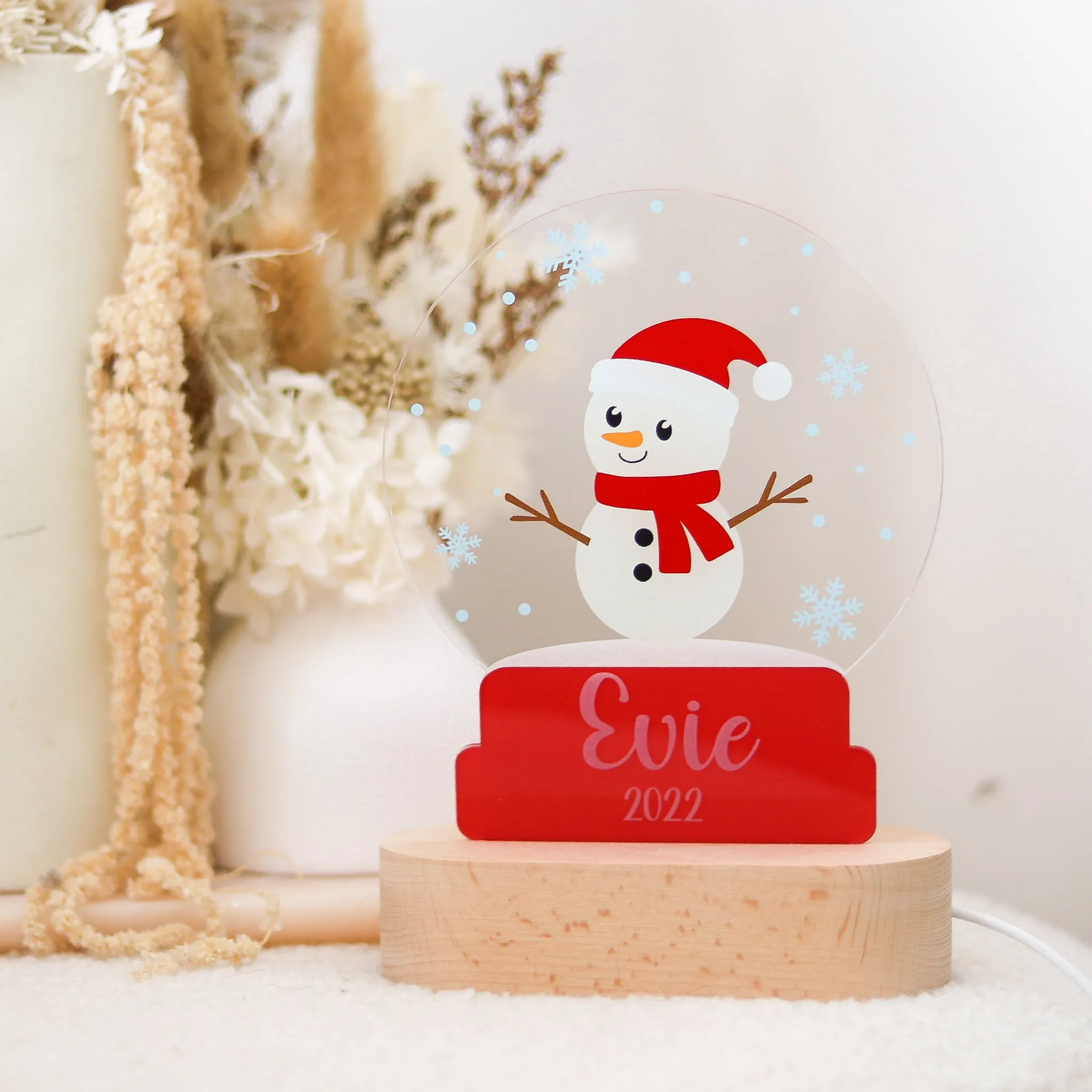 Acrylic Night Light - Snow Globe - Snowman