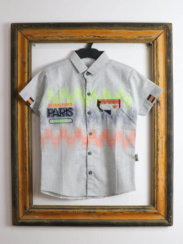 AJ01 Boys Casual Shirt 4Yrs - 10Yrs Pairs Sliver