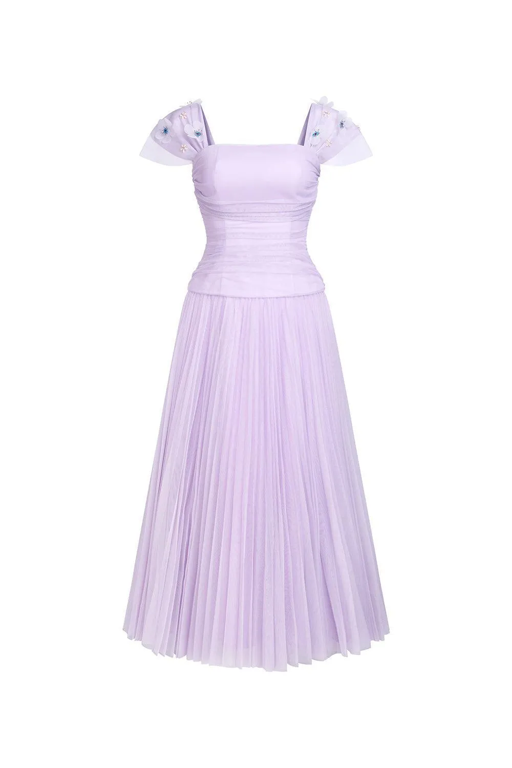 Angelic A-line Square Neck Tulle Ankle Length Dress