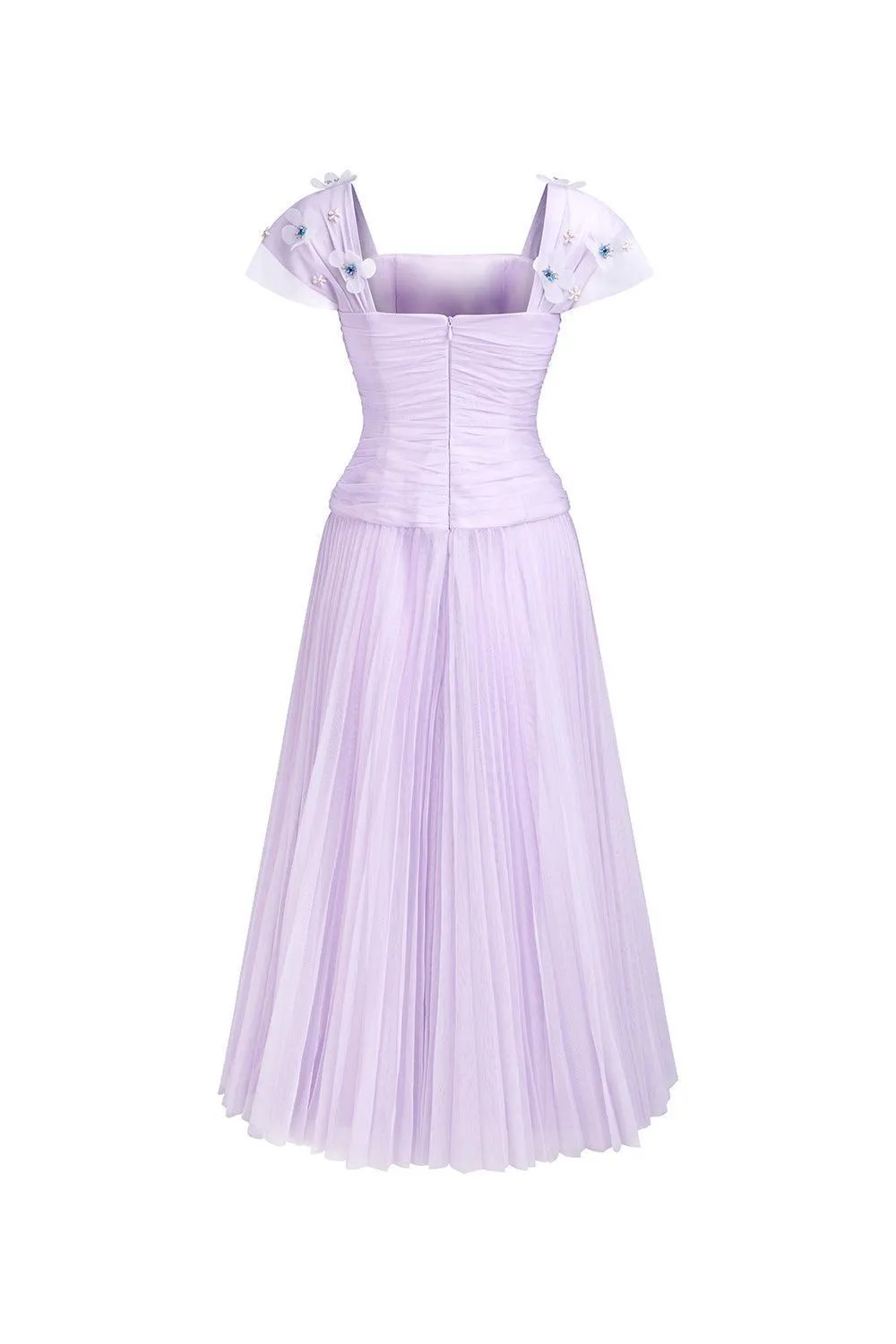 Angelic A-line Square Neck Tulle Ankle Length Dress