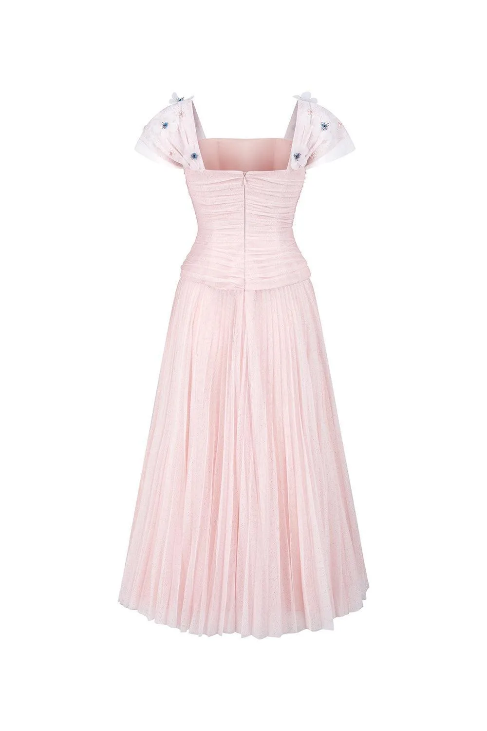 Angelic A-line Square Neck Tulle Ankle Length Dress