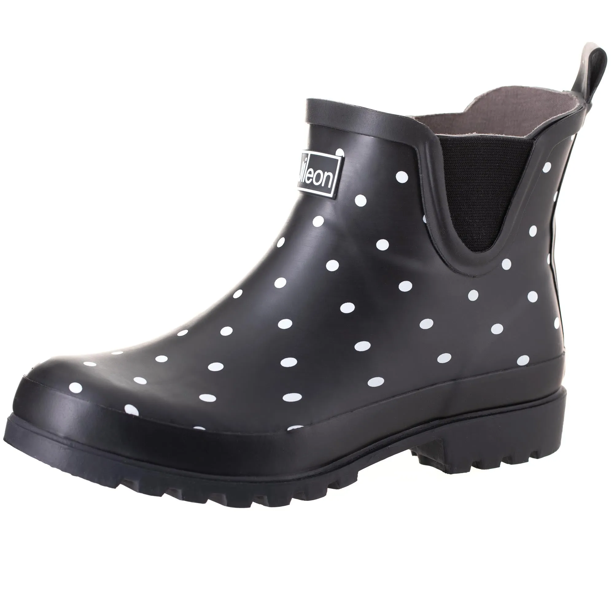 Ankle Wellies - Black and White Spot - Wide Foot