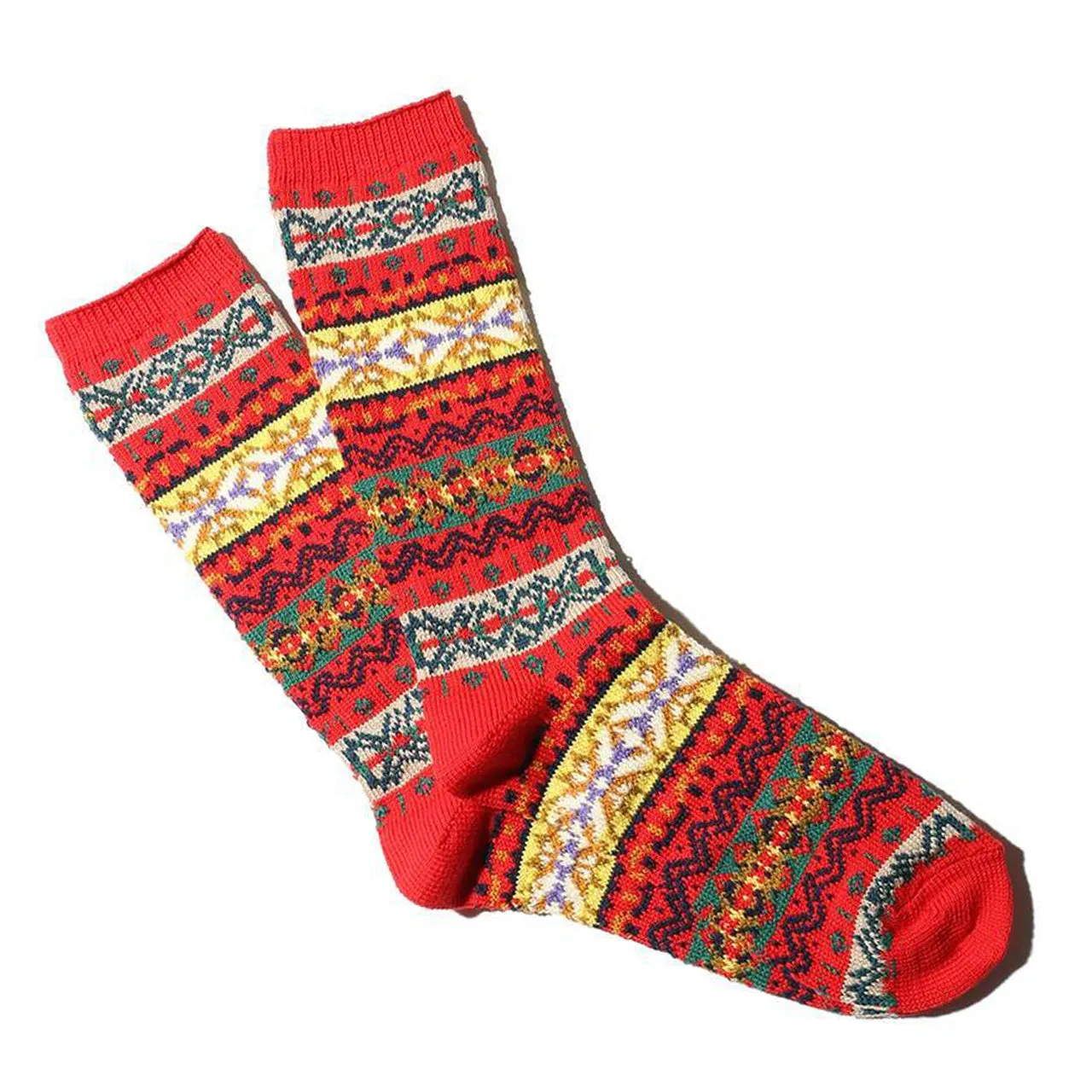 ANONYMOUS ISM Fairisle Crew Red Sock