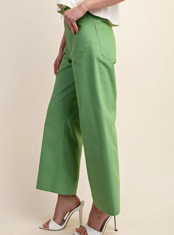 Apple Green Ankle Cropped Pants