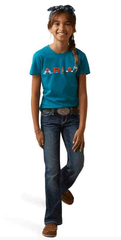 Ariat Girl's REAL Boot Kickin' Exotic Plume Tee 10043629