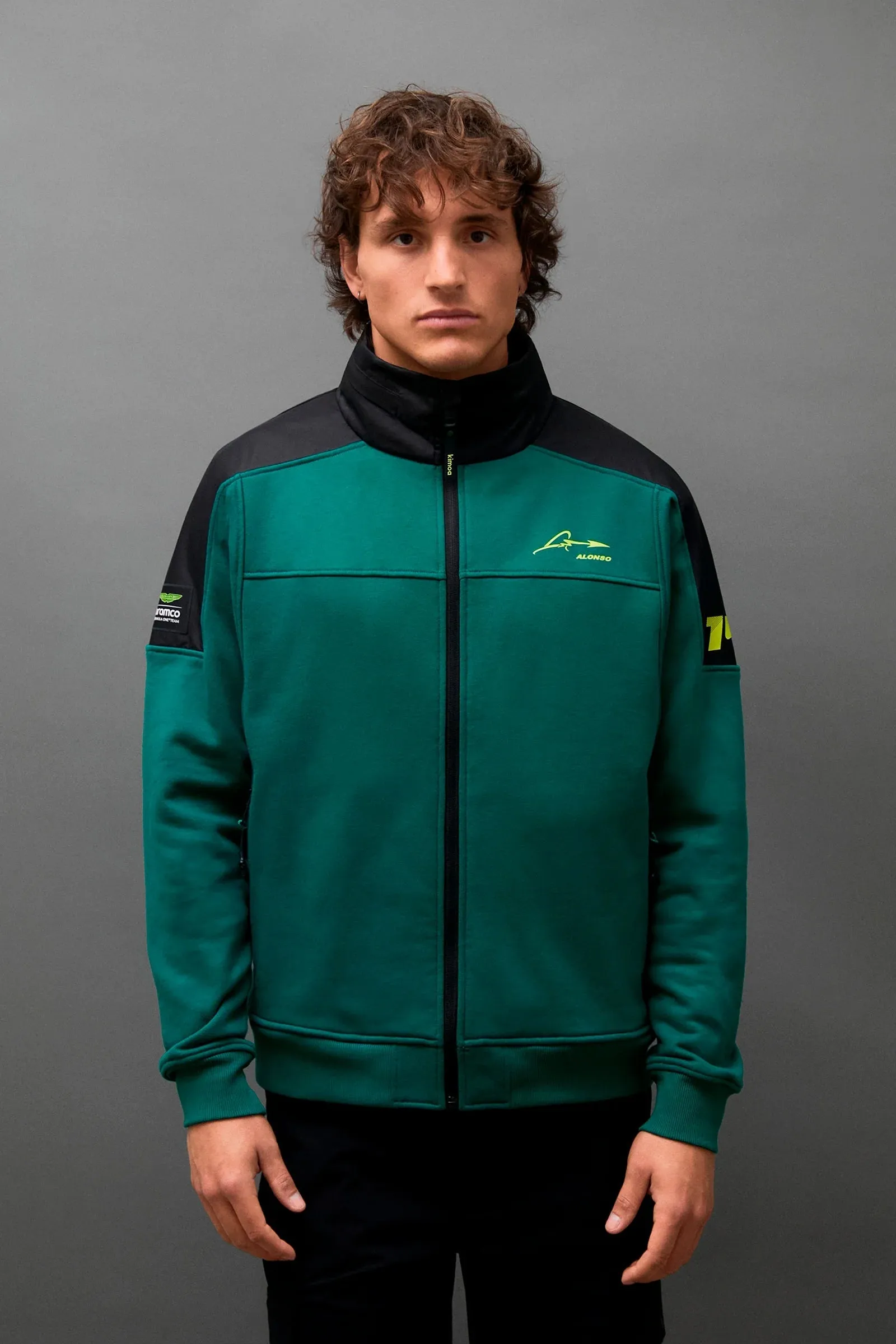 Aston Martin F1 Kimoa Fernando Alonso #14 Bicolor Sweat Jacket - Green