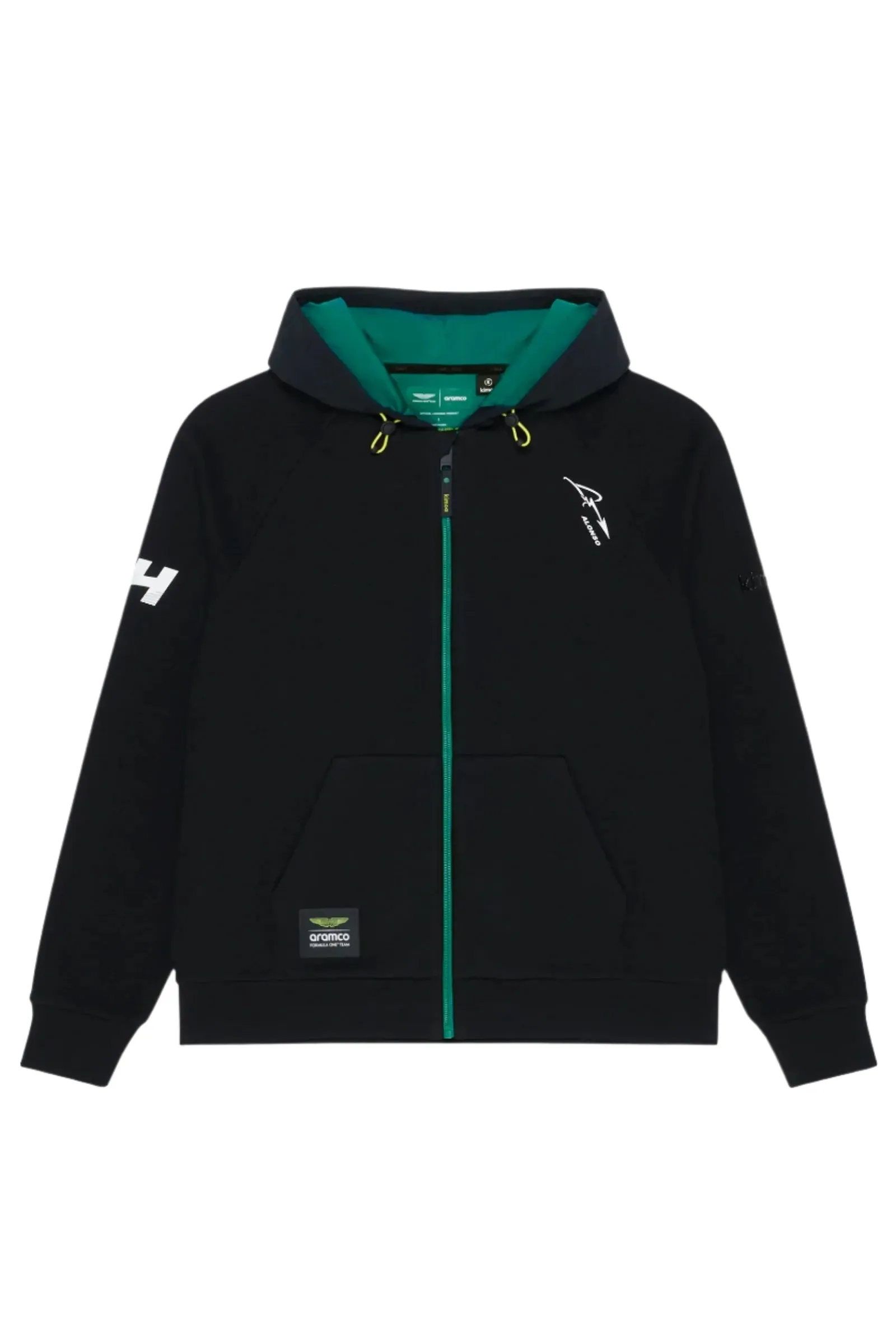 Aston Martin F1 Kimoa Fernando Alonso #14 Double Face Tech Zip Hoodie - Black