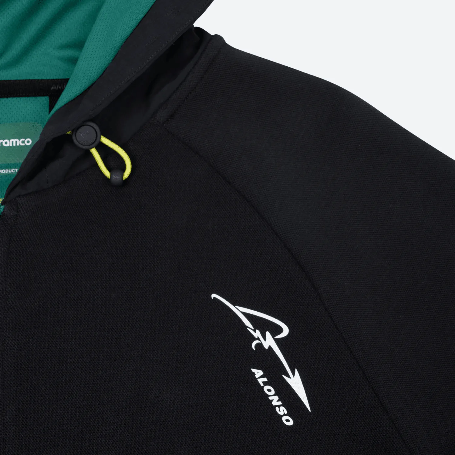 Aston Martin F1 Kimoa Fernando Alonso #14 Double Face Tech Zip Hoodie - Black