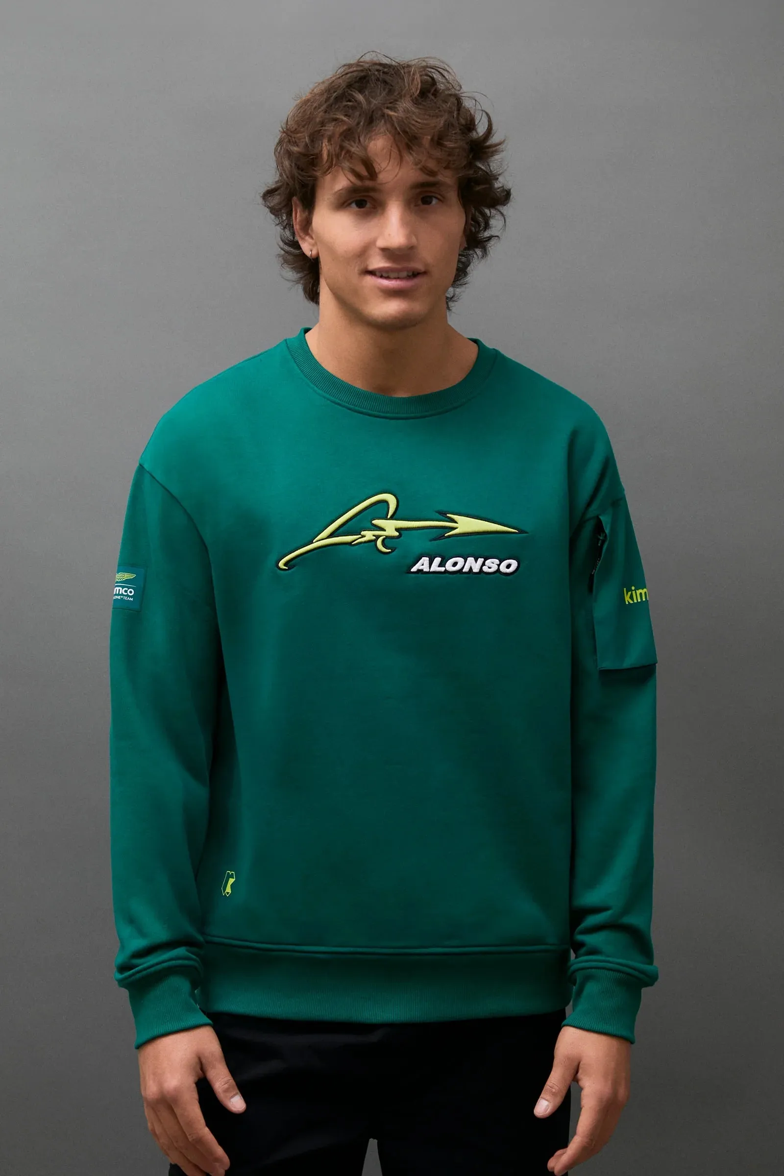 Aston Martin F1 Kimoa Fernando Alonso #14 Embroidery Sweatshirt - Green