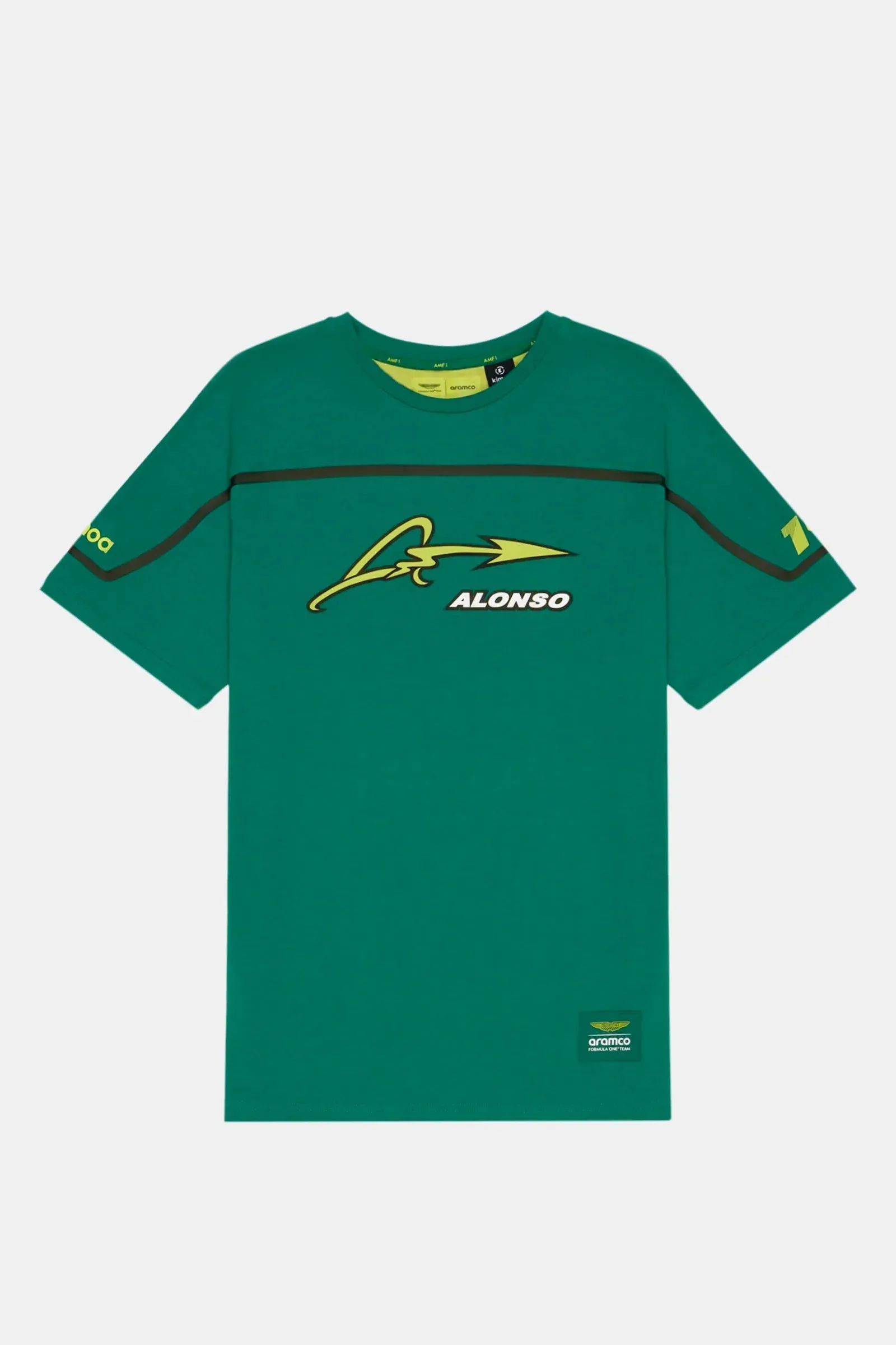 Aston Martin F1 Kimoa Fernando Alonso Heat Sealed Banded T-Shirt - Green/Lime