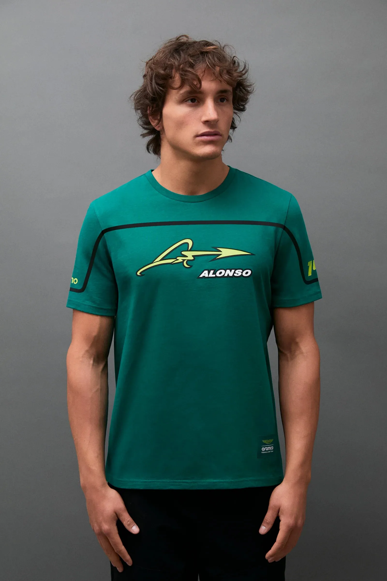 Aston Martin F1 Kimoa Fernando Alonso Heat Sealed Banded T-Shirt - Green/Lime