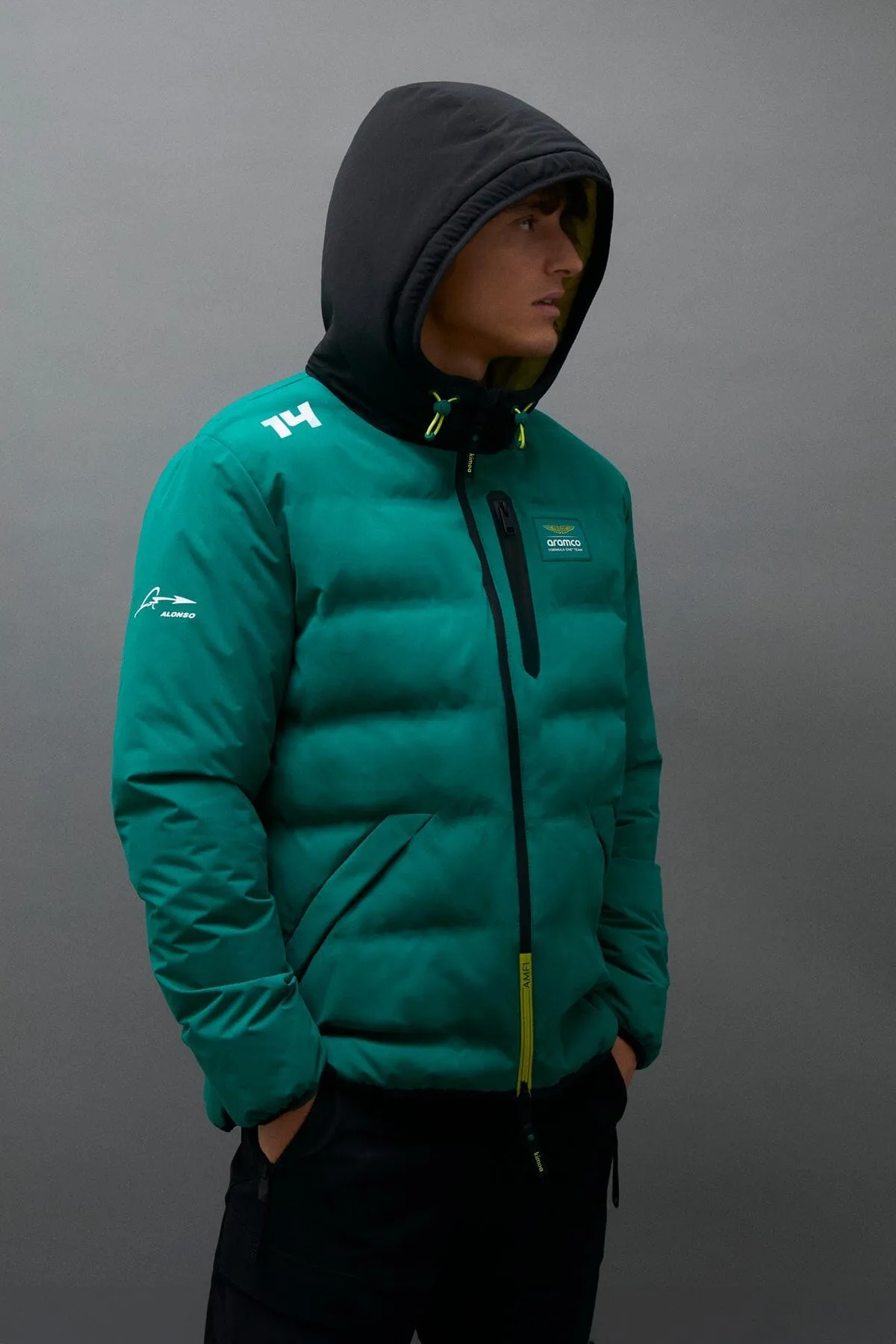 Aston Martin F1 Kimoa Fernando Alonso Padded Puffy Jacket - Green