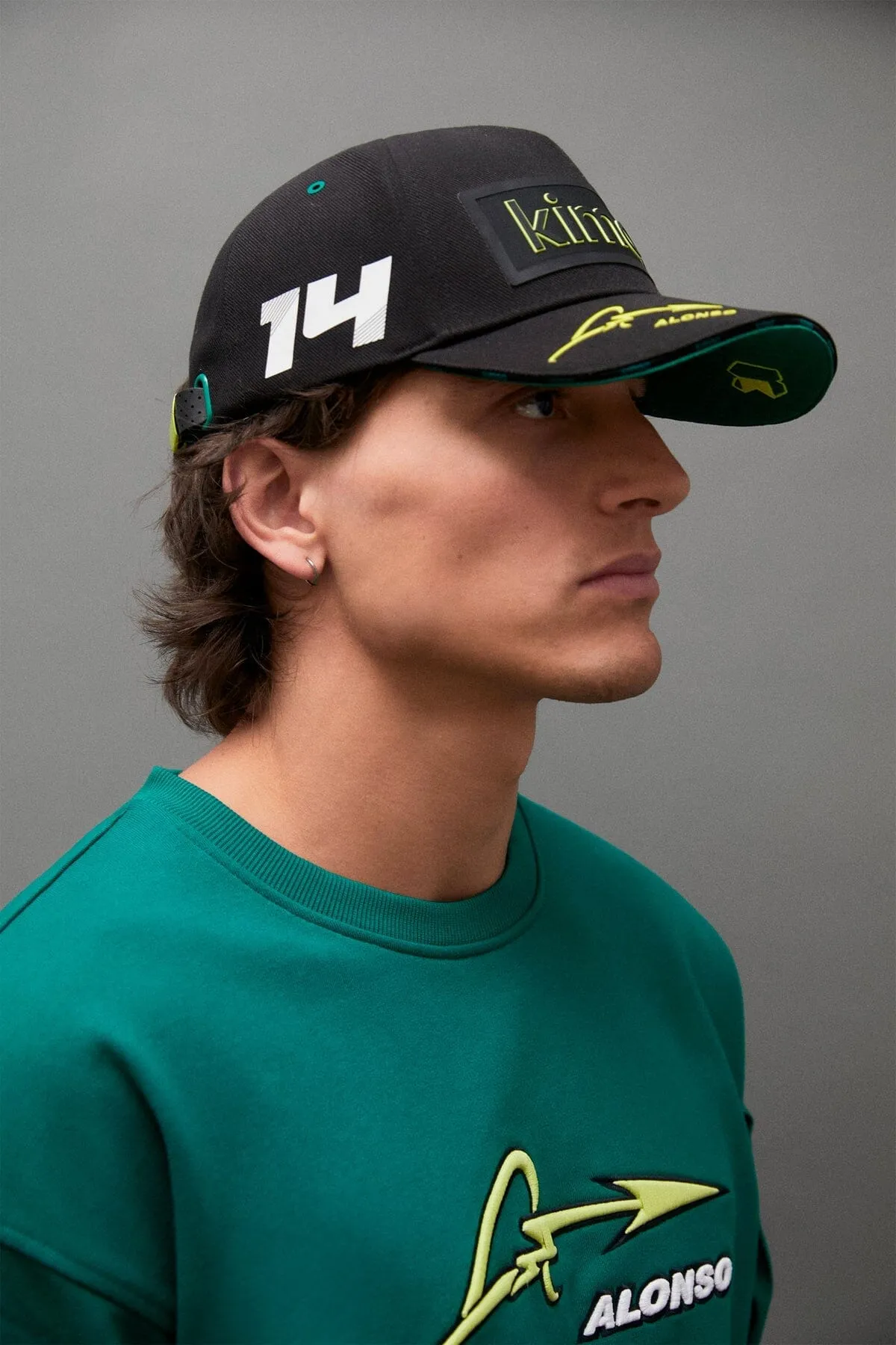 Aston Martin F1 Kimoa Fernando Alonso Patch Hat- Black/Lime