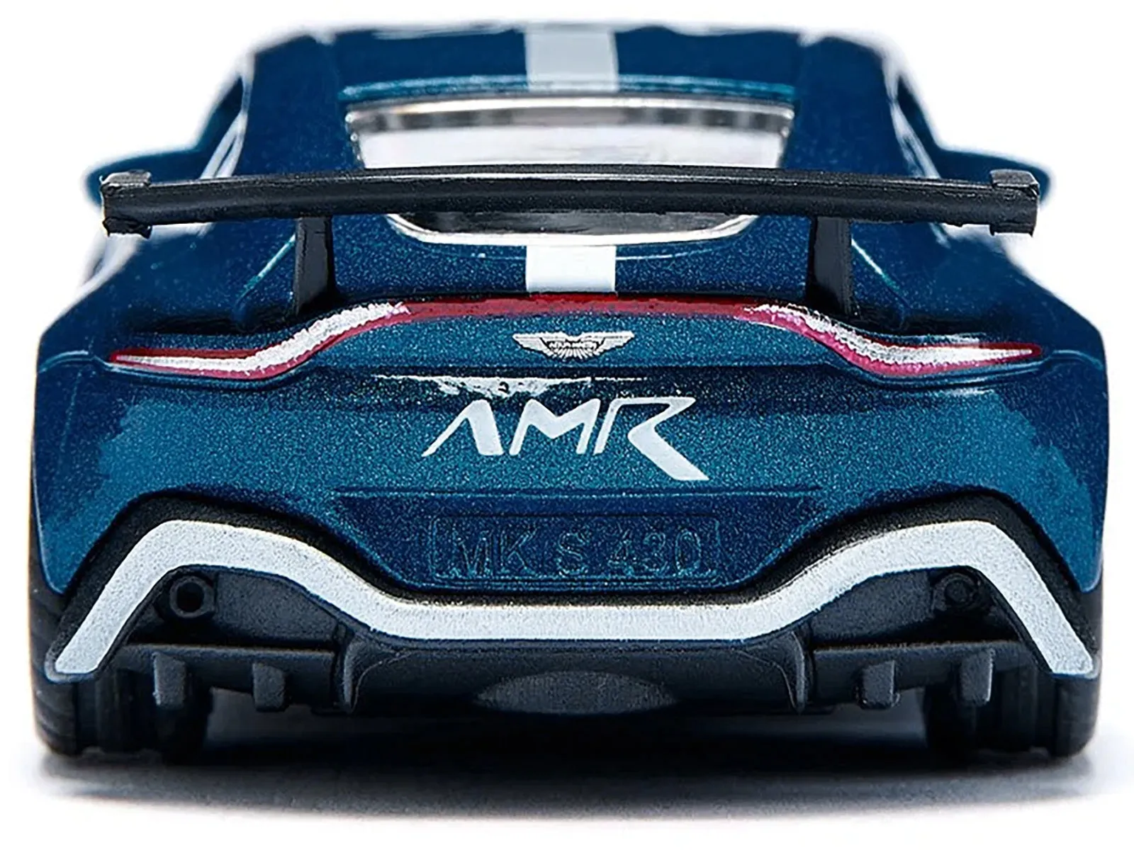 Aston Martin Vantage GT4 Blue Metallic with White Stripes Diecast Model Car by Siku