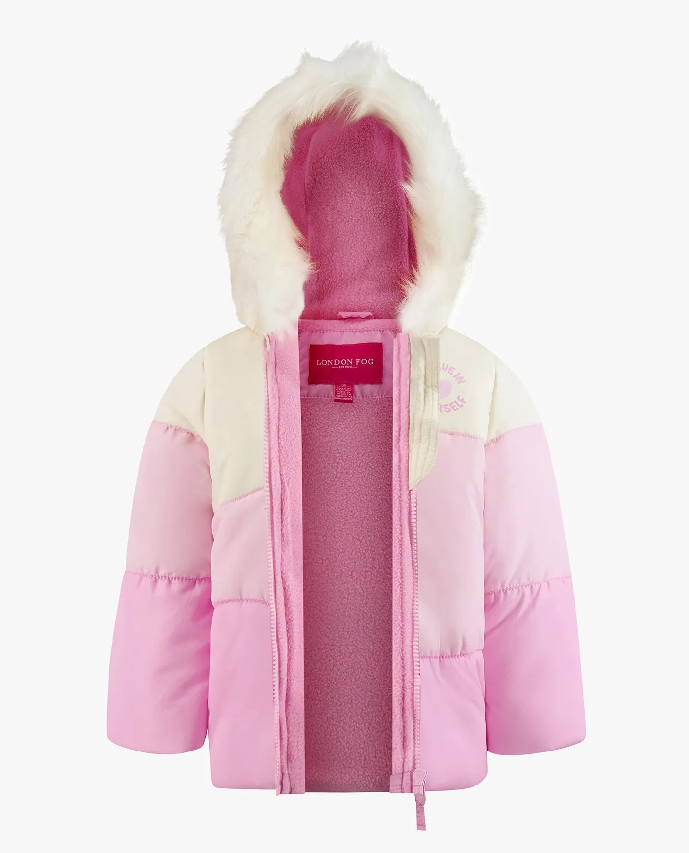 BABY GIRLS ZIP-FRONT COLOR BLOCK JACKET AND OVERALL SNOW PANT