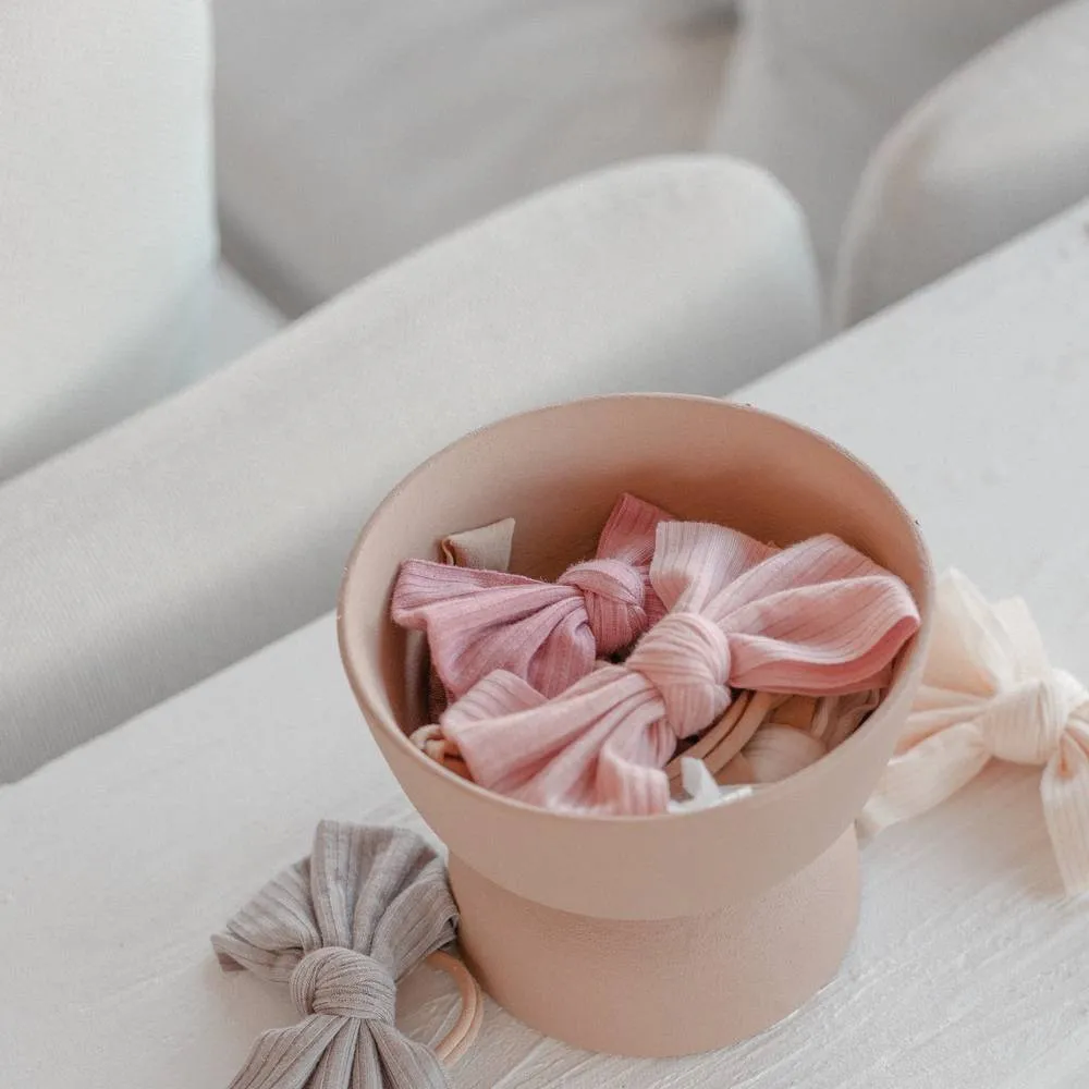 Baby Mini Textured Bow Headband in Mustard