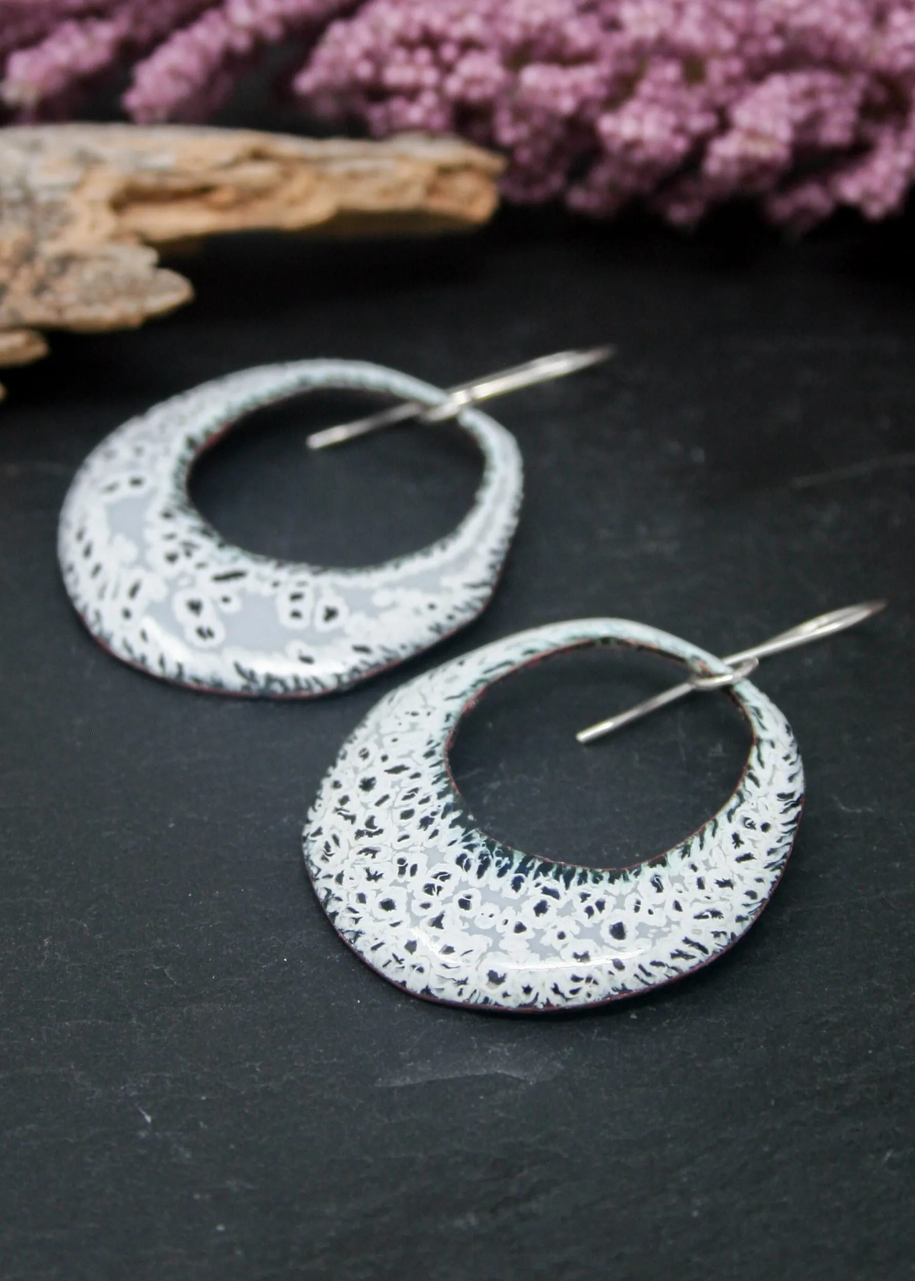 Batik earrings- snow day [ready to ship]