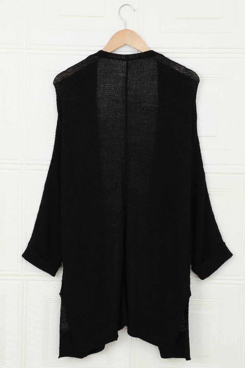 Black Full Sleeves Casual Knit Cardigan