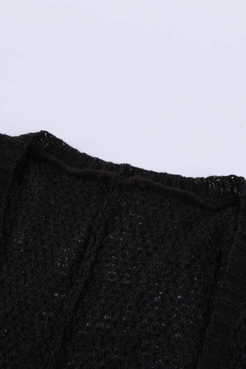 Black Full Sleeves Casual Knit Cardigan