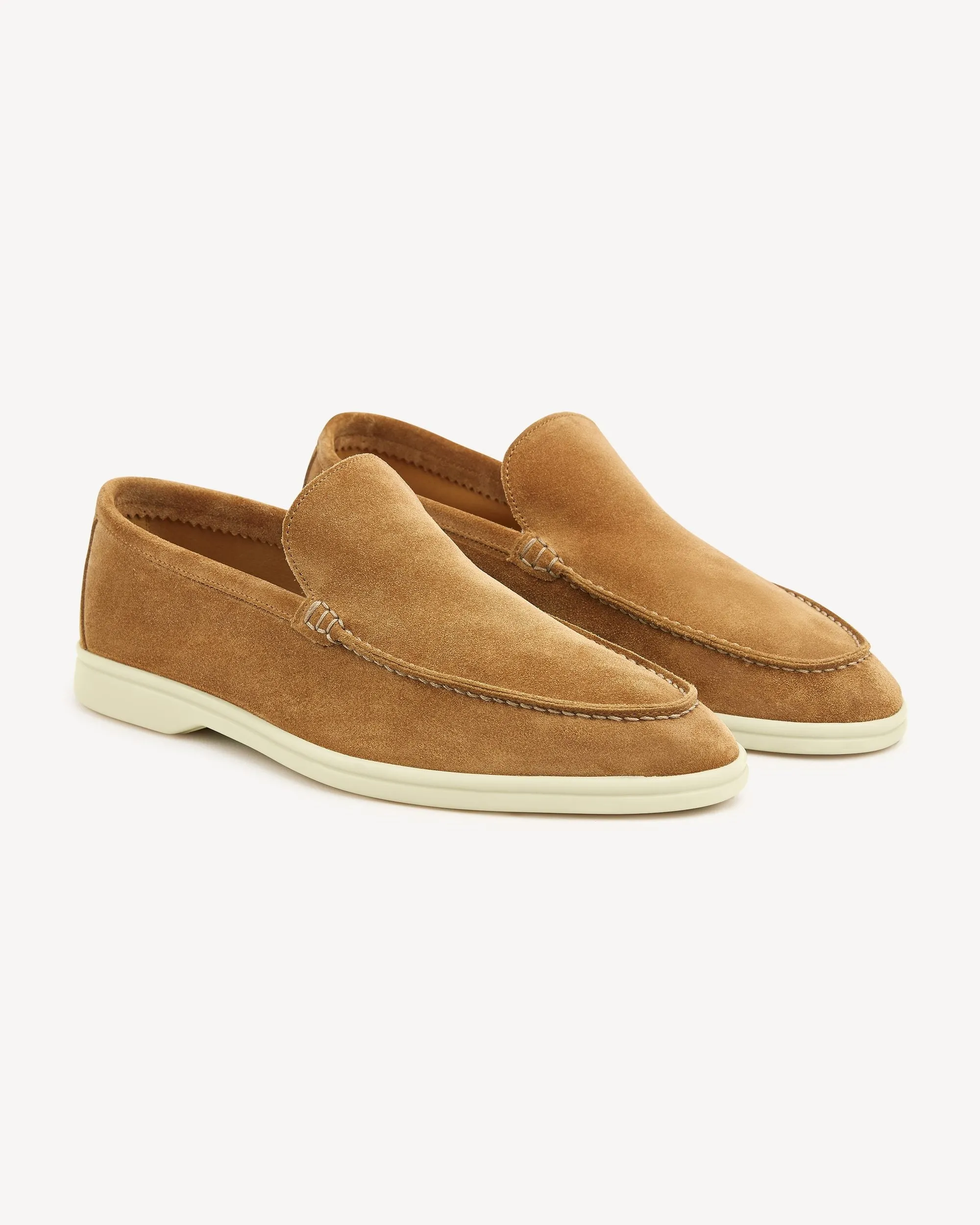 Brabion Unlined Capri Suede Loafer – Caramel