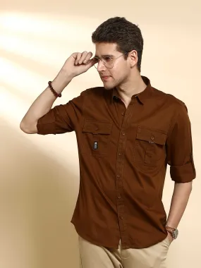 Bronze brown Cargo casual full sleeve shirt