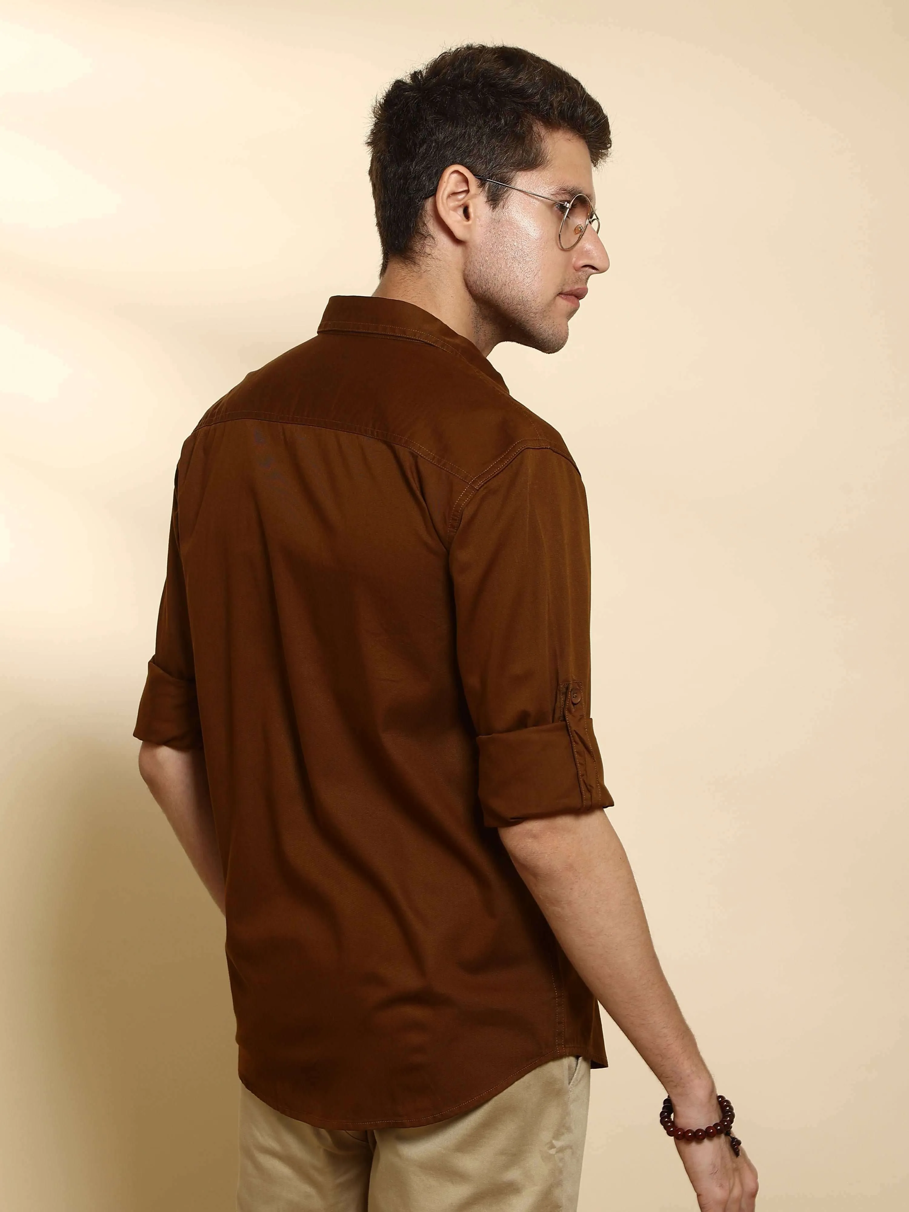 Bronze brown Cargo casual full sleeve shirt