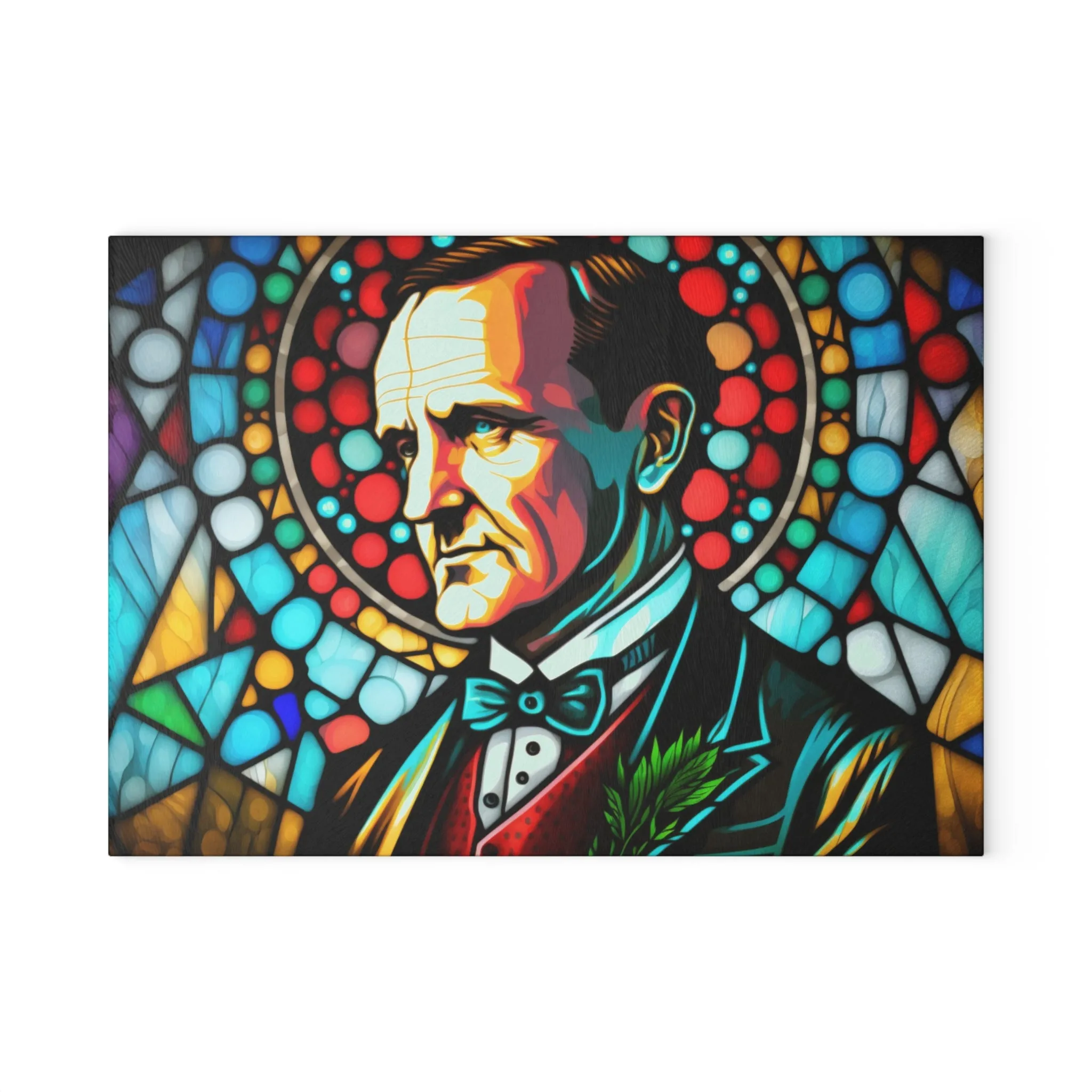 Calvin Coolidge Stained Glass Cutting Board