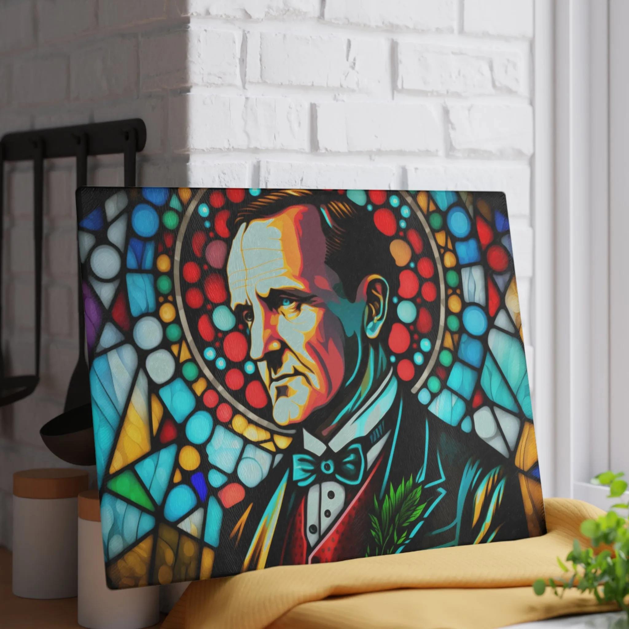 Calvin Coolidge Stained Glass Cutting Board