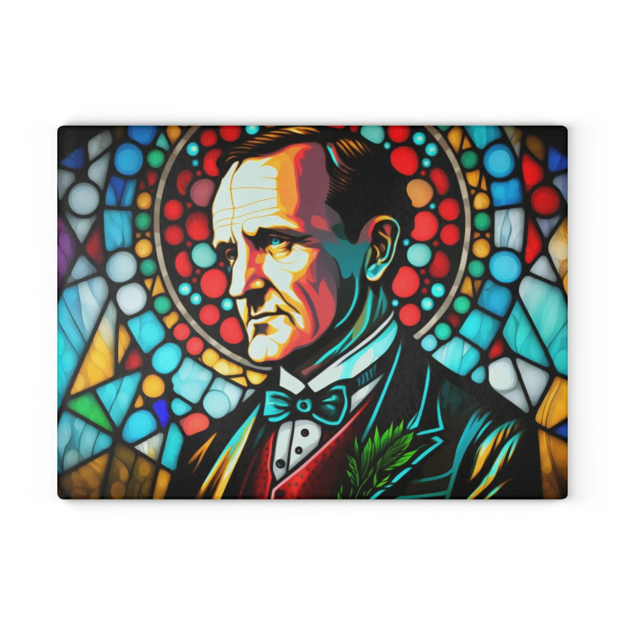 Calvin Coolidge Stained Glass Cutting Board