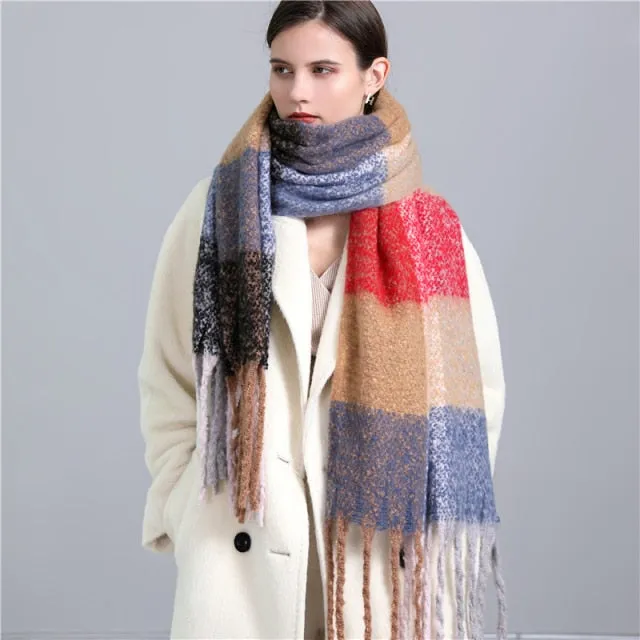 Cashmere Scarf Super Soft Winter Scarves In 30 Different Colors Thick Warm Rainbow Kaleidoscope Color Block Plaid Stripes Homecoming Gemini All Colors With Fancy Spiral Fringe