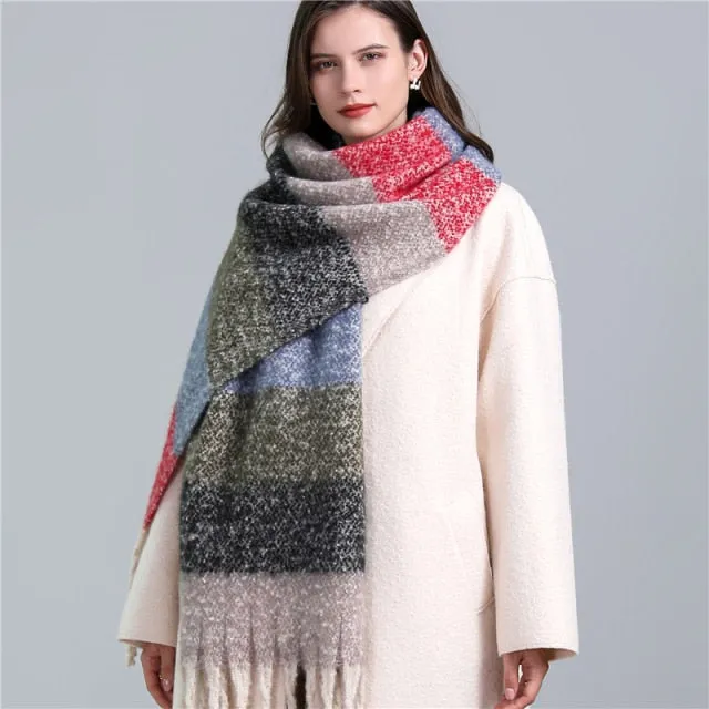 Cashmere Scarf Super Soft Winter Scarves In 30 Different Colors Thick Warm Rainbow Kaleidoscope Color Block Plaid Stripes Homecoming Gemini All Colors With Fancy Spiral Fringe