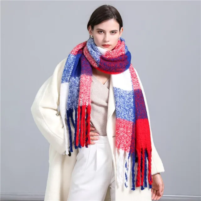 Cashmere Scarf Super Soft Winter Scarves In 30 Different Colors Thick Warm Rainbow Kaleidoscope Color Block Plaid Stripes Homecoming Gemini All Colors With Fancy Spiral Fringe