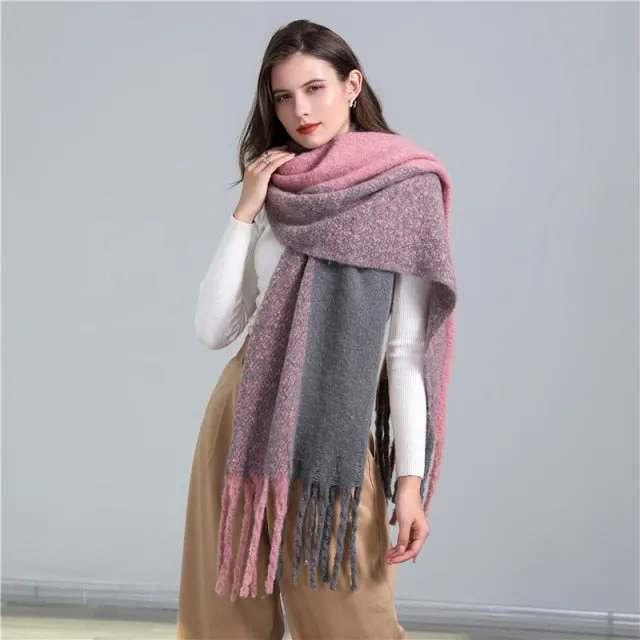 Cashmere Scarf Super Soft Winter Scarves In 30 Different Colors Thick Warm Rainbow Kaleidoscope Color Block Plaid Stripes Homecoming Gemini All Colors With Fancy Spiral Fringe