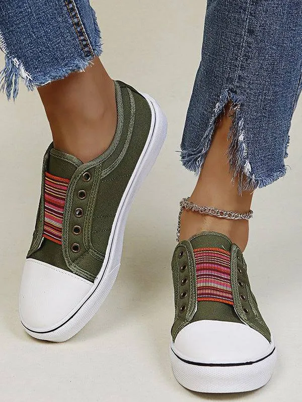 Casual Band Slip-On Canvas Sneakers