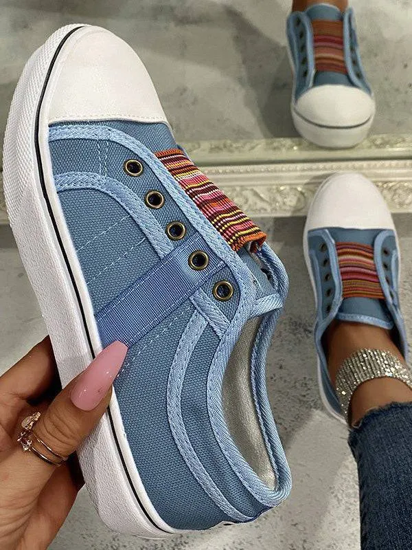 Casual Band Slip-On Canvas Sneakers