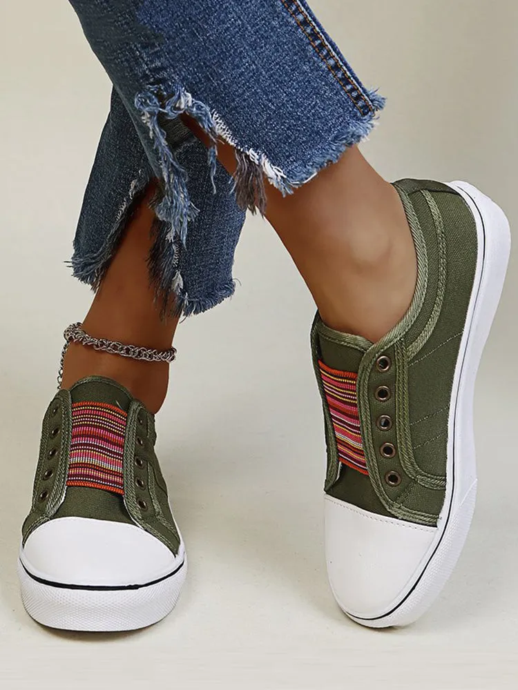 Casual Band Slip-On Canvas Sneakers