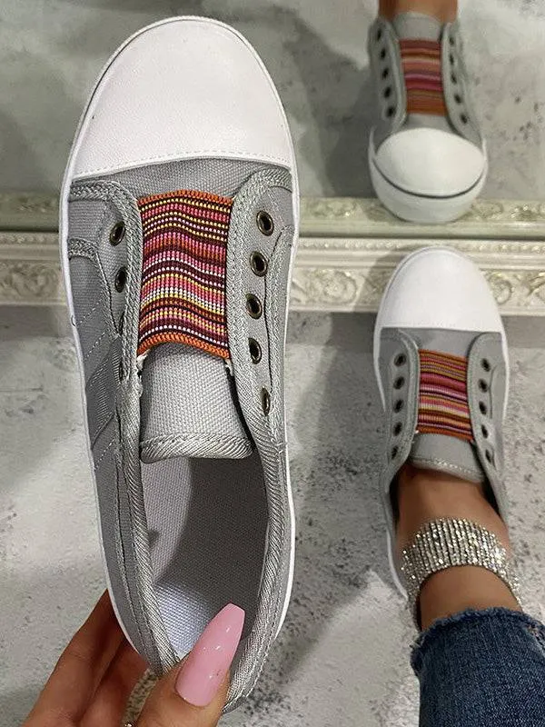 Casual Band Slip-On Canvas Sneakers