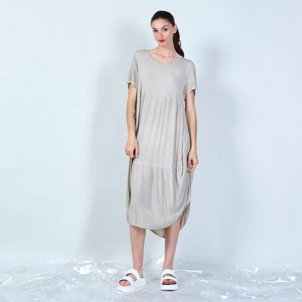 Casual textured tiered midi dress wholesale