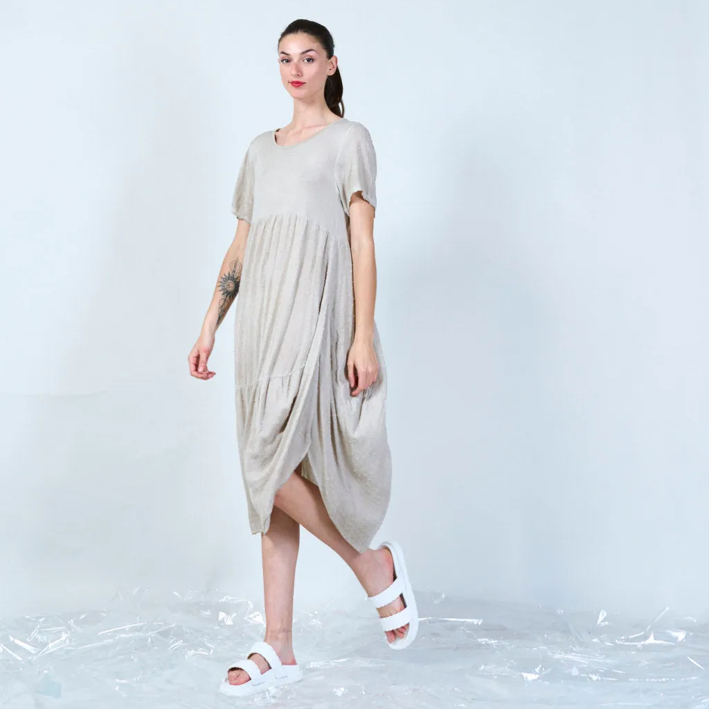 Casual textured tiered midi dress wholesale