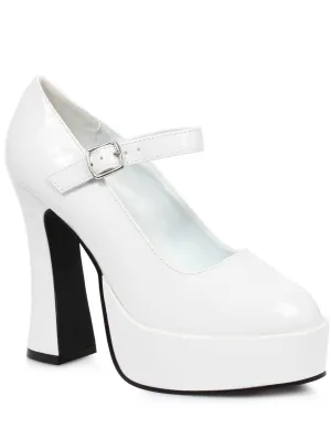 Chunky Heel Womens White Mary Jane Costume Shoes