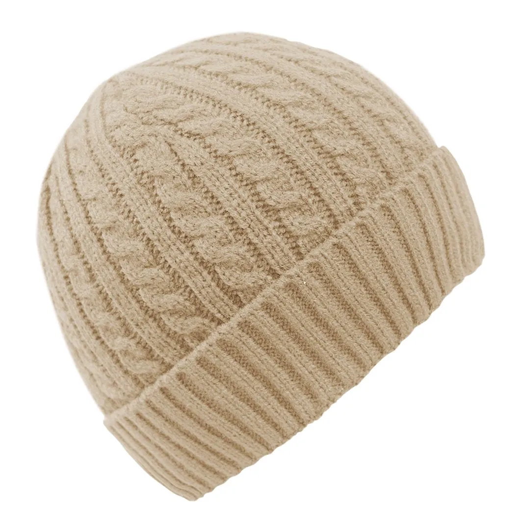 Fashionable Unisex Thick Warm Twisted Cable Knit Winter Beanie Cap Hat